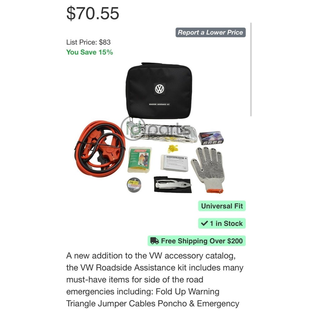 VW Roadside Assistance kit